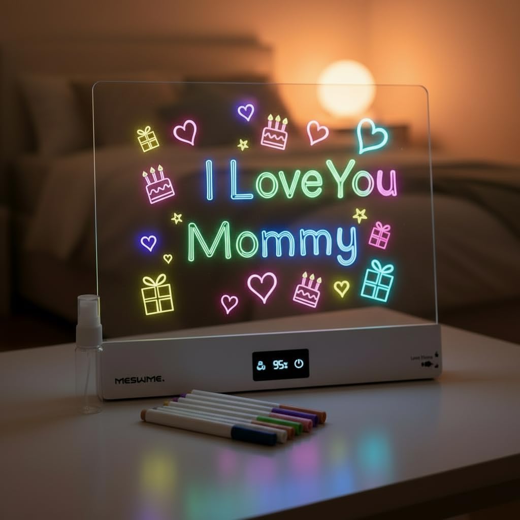 Rechargeable LED Drawing Board for Kids – Light Up Doodle Board with 8 Color Modes, 7 Erasable Markers, Portable Mess-Free Educational Art Pad, Birthday Gift for Boys & Girls