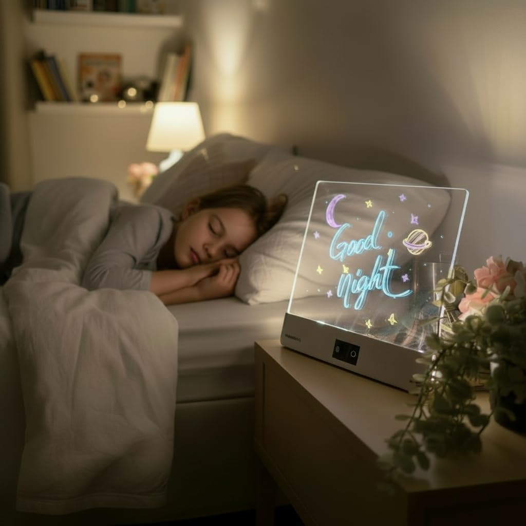 Rechargeable LED Drawing Board for Kids – Light Up Doodle Board with 8 Color Modes, 7 Erasable Markers, Portable Mess-Free Educational Art Pad, Birthday Gift for Boys & Girls
