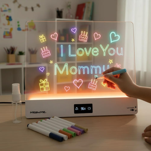 Rechargeable LED Drawing Board for Kids – Light Up Doodle Board with 8 Color Modes, 7 Erasable Markers, Portable Mess-Free Educational Art Pad, Birthday Gift for Boys & Girls