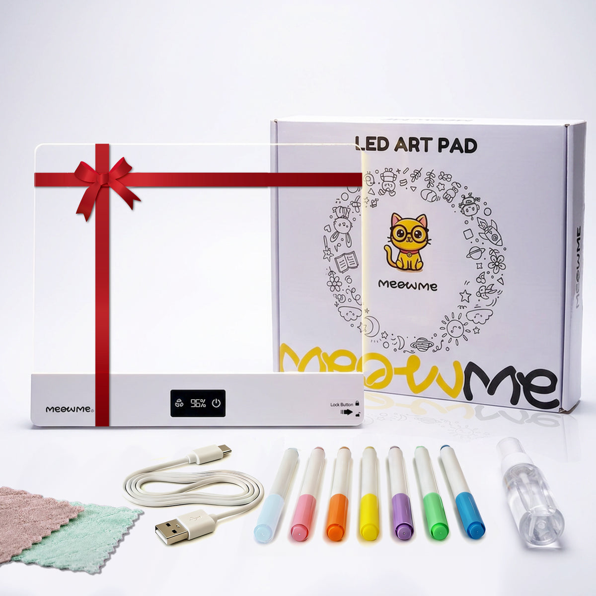 Premium Rechargeable LED Drawing Board for Kids – Light Up Doodle Board with 8 Color Modes, 7 Erasable Markers, Portable Mess-Free Educational Art Pad, Birthday Gift for Boys & Girls